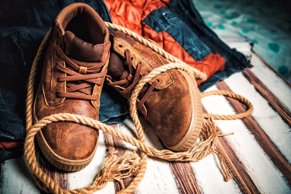 Stylish men's shoes, leather shoes — Stock Photo, Image