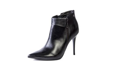 Kadın İtalyan deri ayakkabı, beyaz bir arka plan bahar deri çizmeler