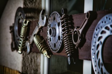 Ayrıntılar için motosiklet, garaj, iç dekorasyon