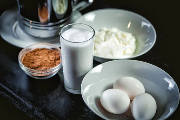 Ingredienser för matlagning tiramisu pannkakor, sött — Stockfoto