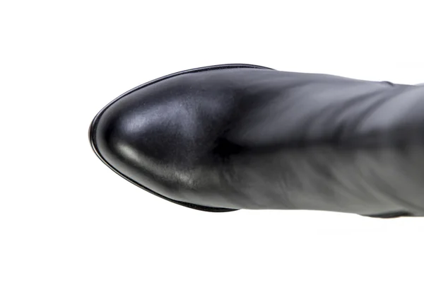 Schwarze Damenstiefel auf weißem Hintergrund, Online-Shop — Stockfoto