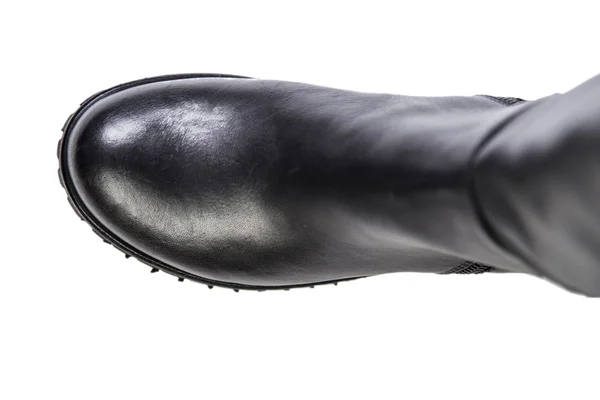 Schwarze Damenstiefel auf weißem Hintergrund, Online-Shop — Stockfoto