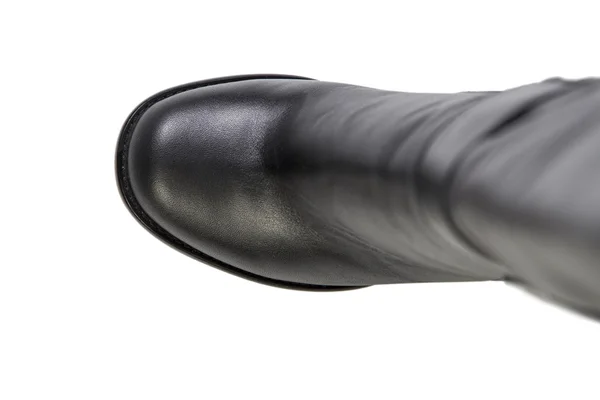 Schwarze Damenstiefel auf weißem Hintergrund, Online-Shop — Stockfoto