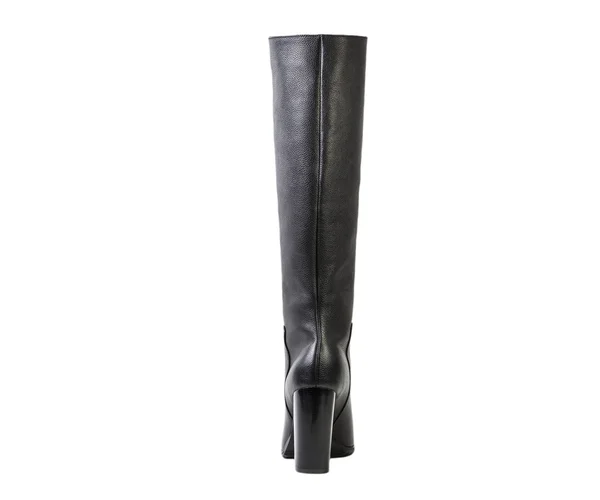 Preto feminino botas altas em um fundo branco, loja online — Fotografia de Stock