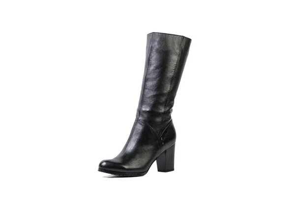 Preto feminino botas altas em um fundo branco, loja online — Fotografia de Stock