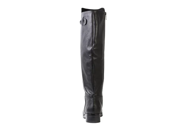 Preto feminino botas altas em um fundo branco, loja online — Fotografia de Stock