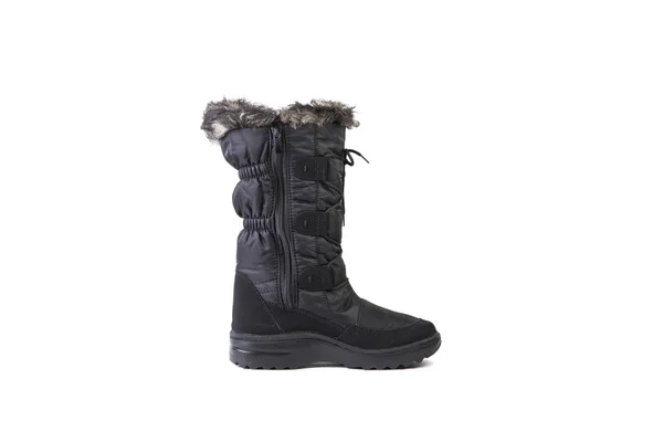 Snow boots with fur on a white background, women shoes online — Stock Photo, Image