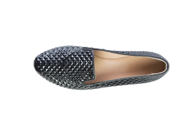 Svarta skor på en vit bakgrund, kvinnor snygga skor, online försäljning — Stockfoto