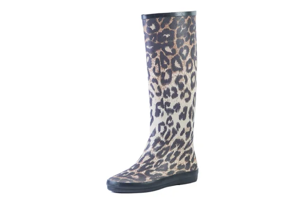 Botas de leopardo mujer sobre un fondo blanco, catálogo de ventas en línea —  Fotos de Stock