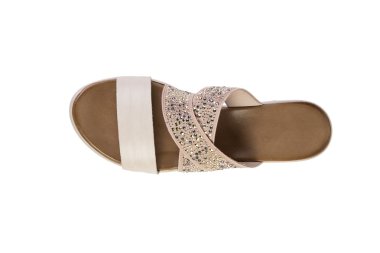 Yaz parlak sandalet kadın ayakkabı online satış kataloğu, beyaz bir arka plan