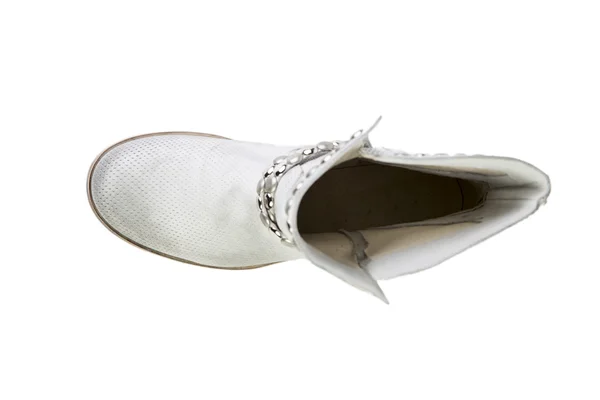 Μπότες γυναικείες σε λευκό φόντο, σε απευθείας σύνδεση κατάλογος πωλήσεων — Φωτογραφία Αρχείου