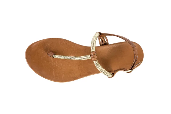Světlé sandály letní Dámské boty na bílém pozadí, prodejní katalog online — Stock fotografie