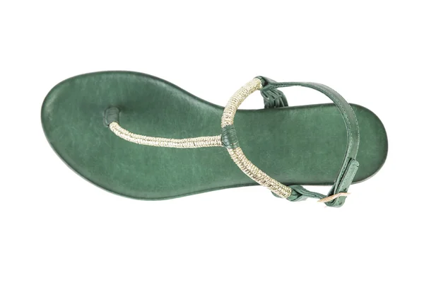 Яркие сандалии летом женская обувь на белом фоне, онлайн каталог продаж — стоковое фото