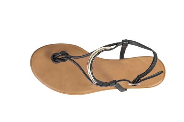 Яркие сандалии летом женская обувь на белом фоне, онлайн каталог продаж — стоковое фото