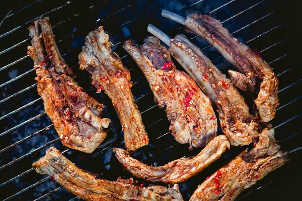 Meat grill, barbecue menu, pork ribs — Stock Photo, Image