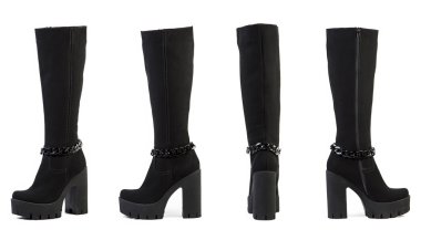 Kadınlar boots beyaz bir arka plan üzerinde süet ayakkabı online mağaza