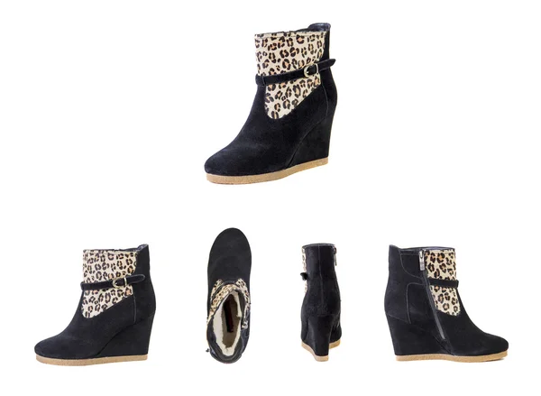 Damenschuhe, Leopardenschuhe, Herbst- und Winterstiefel — Stockfoto