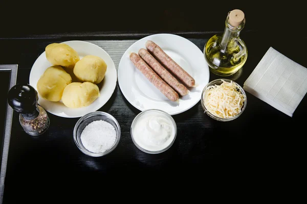 Bajor virsli, előre elkészített ételeket az étteremben — Stock Fotó