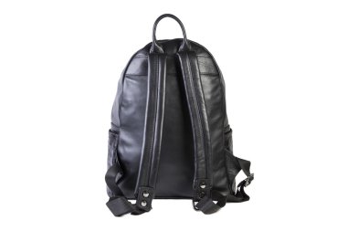 Kadınlar için Online alışveriş beyaz bir arka plan üzerinde sırt çantası deri