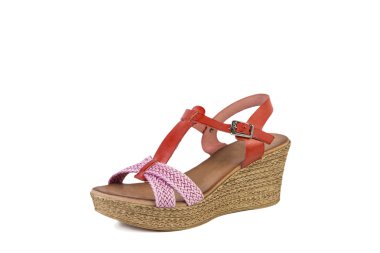 Kadın sandalet beyaz bir arka planda, online alışveriş