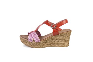 Kadın sandalet beyaz bir arka planda, online alışveriş