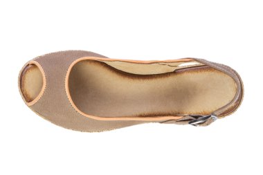 Kadın kırmızı sandalet beyaz bir arka planda, online alışveriş