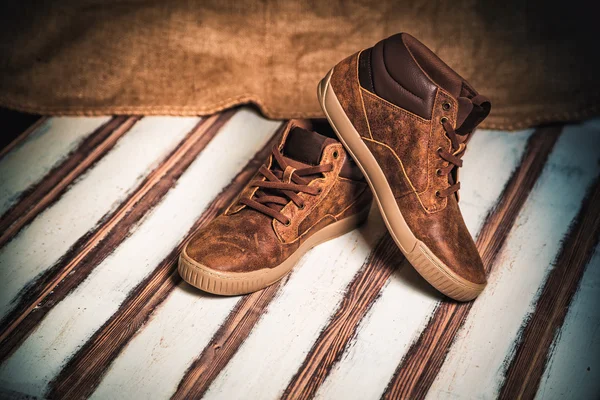 Bruna skor för män, mäns mode stil — Stockfoto