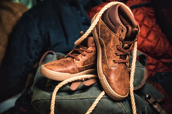 Bruna skor för män, mäns mode stil — Stockfoto