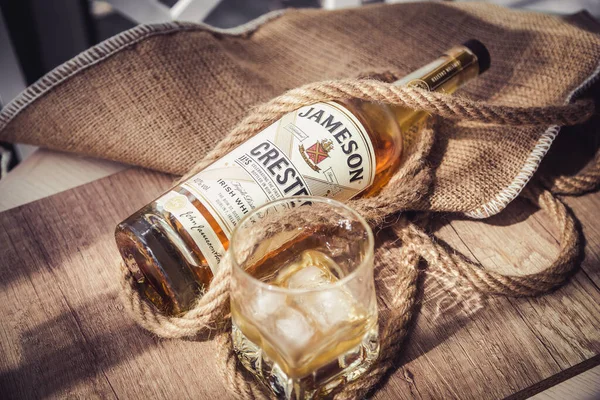 Lviv Ukraine April 2020 Jameson Crested Whiskey Bottle Glass Whiskey — Stock Photo, Image