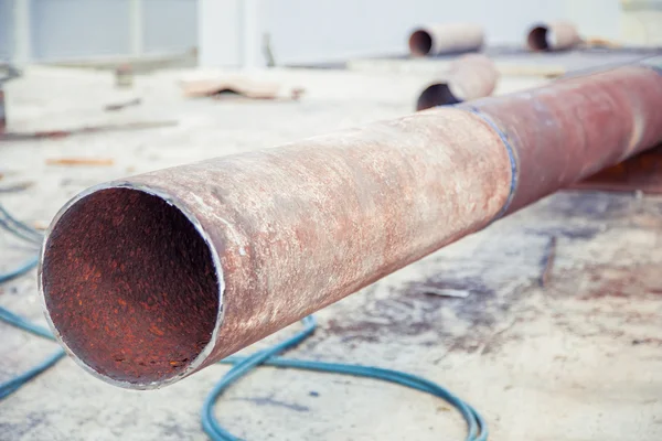 Svarnoy longitudinal welded in Trub, Trub of construction site — Stock Photo, Image