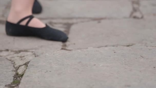 Ballerina pondo aumentou em uma pedra — Vídeo de Stock