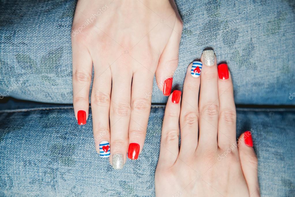 Girl shows stylish manicure — Stock Photo © SergANTstar 68309685