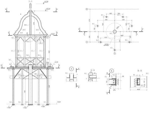 Belvedere, desenho de colunas, arbours plano — Fotografia de Stock