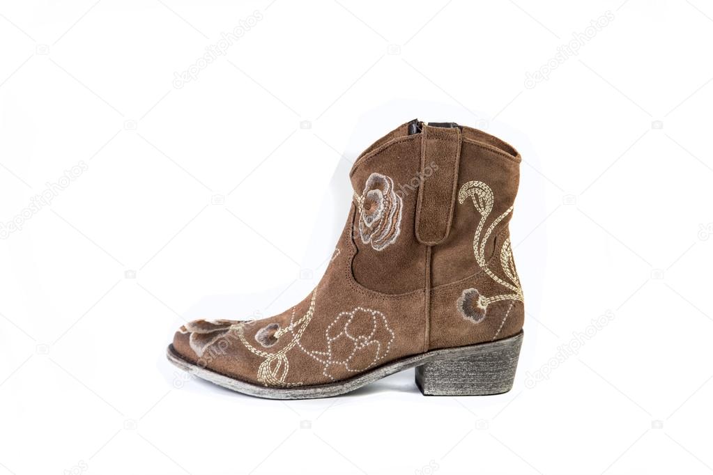 Blanco Fondo Marrón Sobre De Mujer Botas Un Zapatos Color wqz4P1x