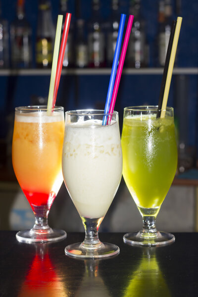 Close-up Of Stylish Drinks On A Bar
