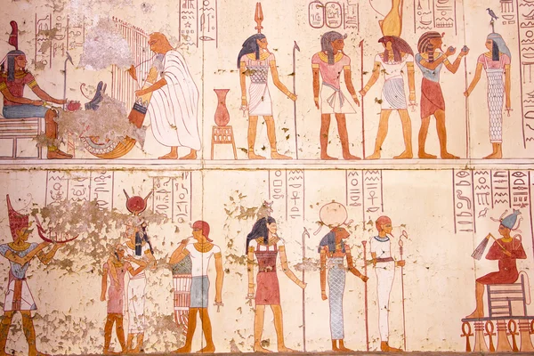 Egyptské hieroglyfy a obrázky — Stock fotografie