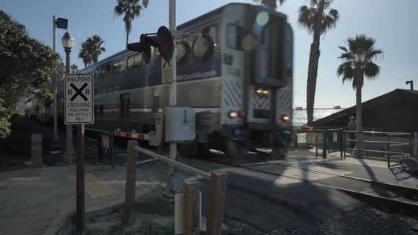 Orange County San Clemente Linda Lane Park California USA - januari 2020 Pacific surfliner trein komt eraan — Stockvideo