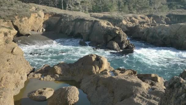 Piont Lobos malownicze krajobrazy Big Sur wybrzeża Pacyfiku oceanu — Wideo stockowe