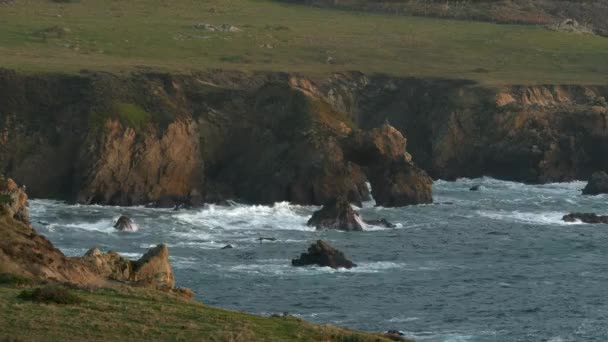 Piont Lobos natursköna landskap i Big Sur kusten av Stilla havet — Stockvideo