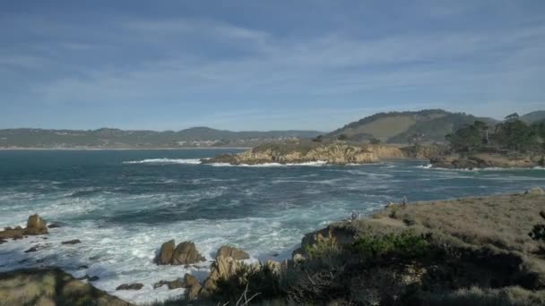 Piont Lobos paisagens cênicas da costa de Big Sur do oceano pacífico — Vídeo de Stock