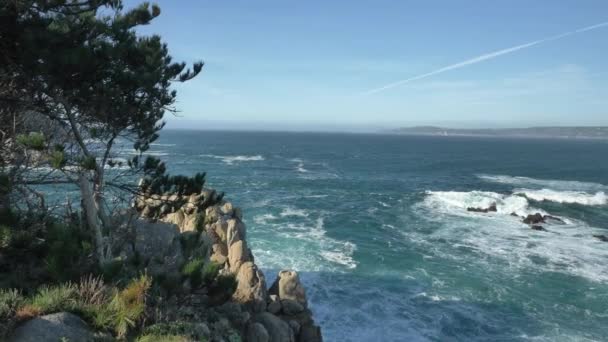 Piont Lobos natursköna landskap i Big Sur kusten av Stilla havet — Stockvideo