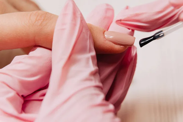 Manicure Proces Manicure Verft Vingernagels Nagellak — Stockfoto