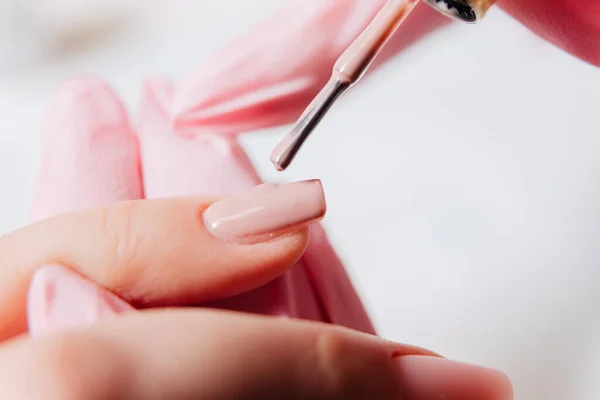 Manicure Proces Manicure Verft Vingernagels Nagellak — Stockfoto