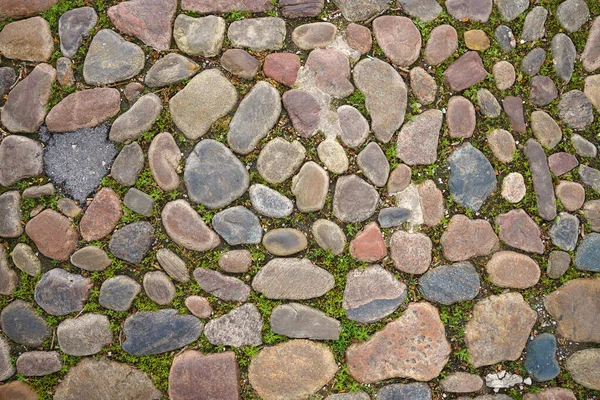 Surface Sidewalk Lined Untreated Cobblestone View Close — Stock Photo, Image