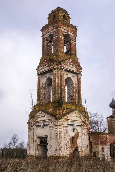 Clocher Abandonné Église Orthodoxe Russie Région Kostroma District Sudislavsky Ancien — Photo