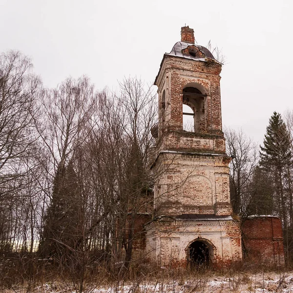 Egy Elhagyatott Templom Harangtornya Feltételezés Temploma Salenka Traktusa Kosztroma Oblast — Stock Fotó