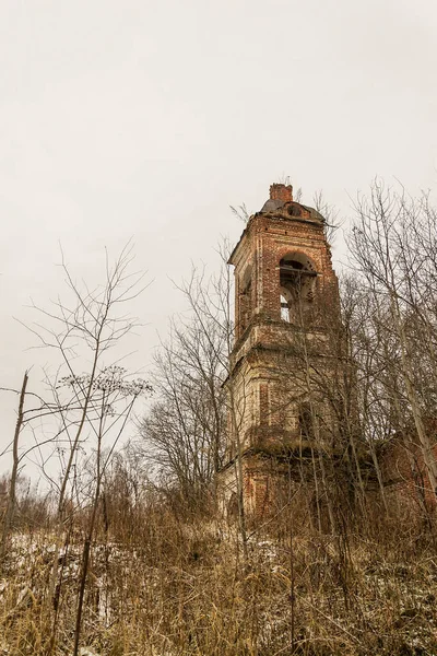Egy Elhagyatott Templom Harangtornya Feltételezés Temploma Salenka Traktusa Kosztroma Oblast — Stock Fotó