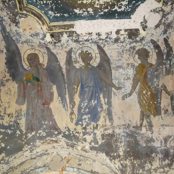 Peintures Sur Les Murs Une Église Abandonnée Anges Hypothèse Détruite — Photo