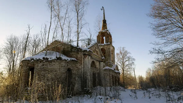 Κατεστραμμένο Ναό Χωριό Μητέρα Του Θεού Εκκλησία Χωριό Afanasovo Kostroma — Φωτογραφία Αρχείου