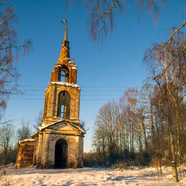 yok edilen köy tapınağı, Tanrı 'nın annesi kilise, Afanasovo köyü, Kostroma oblast, Rusya